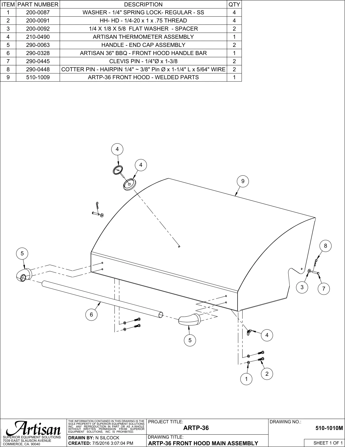 AAEP-36 Grill Front Hood Main Assembly parts diagram