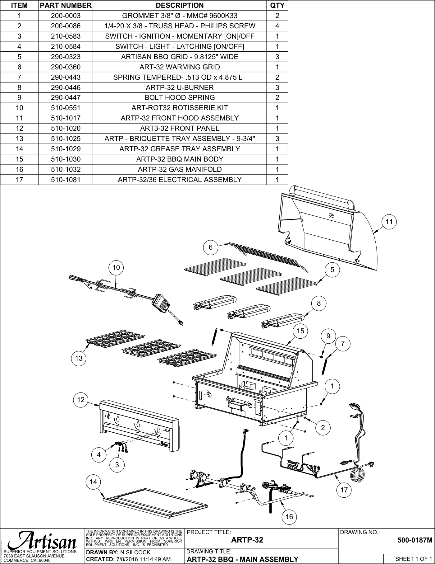 ARTP-32 Grill Complete Unit (Main Assembly) parts diagram