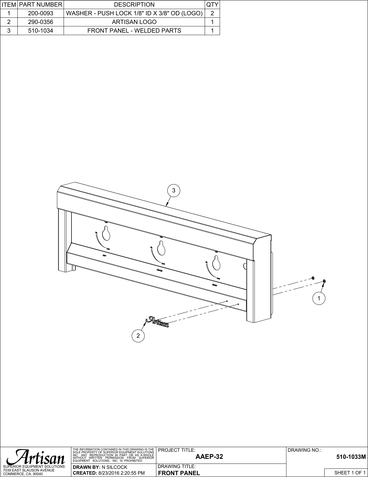 AAEP-32 Grill Front Panel parts diagram