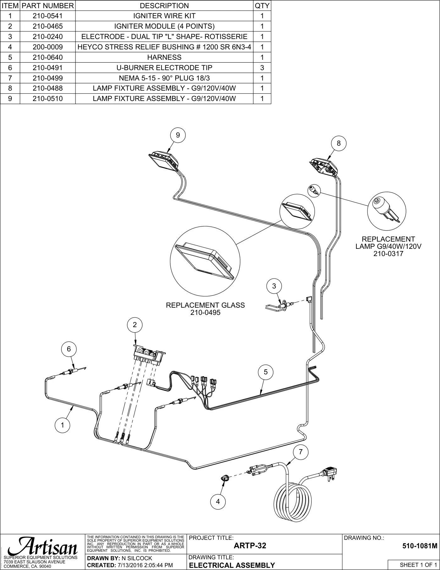 ARTP-32 Grill Rotisserie Burner Panel parts diagram