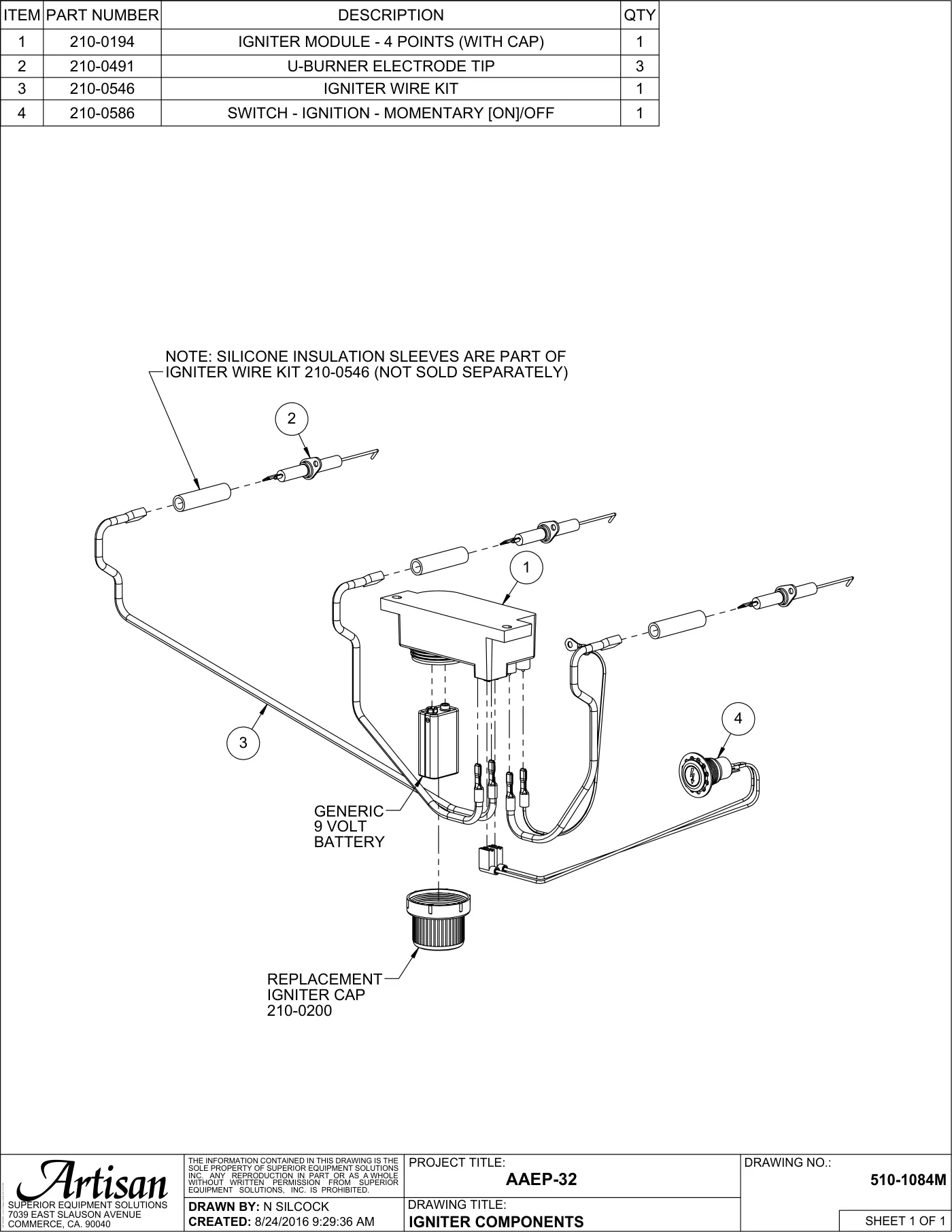 AAEP-36 Grill Igniter Components parts diagram