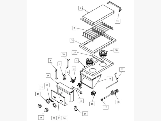 Delta Heat DHSB2-D Built-In Double Side Burner parts diagram