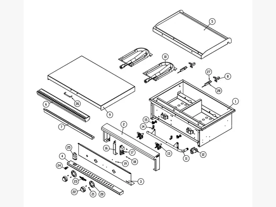 Delta Heat DHTG32 Teppanyaki Griddle parts diagram