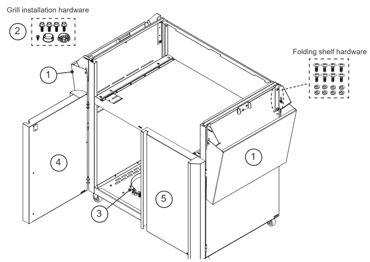 American Outdoor Grill 2026 30-inch Grill Cart Base 30CRT-25 exploded parts diagram showing 8 replacement parts