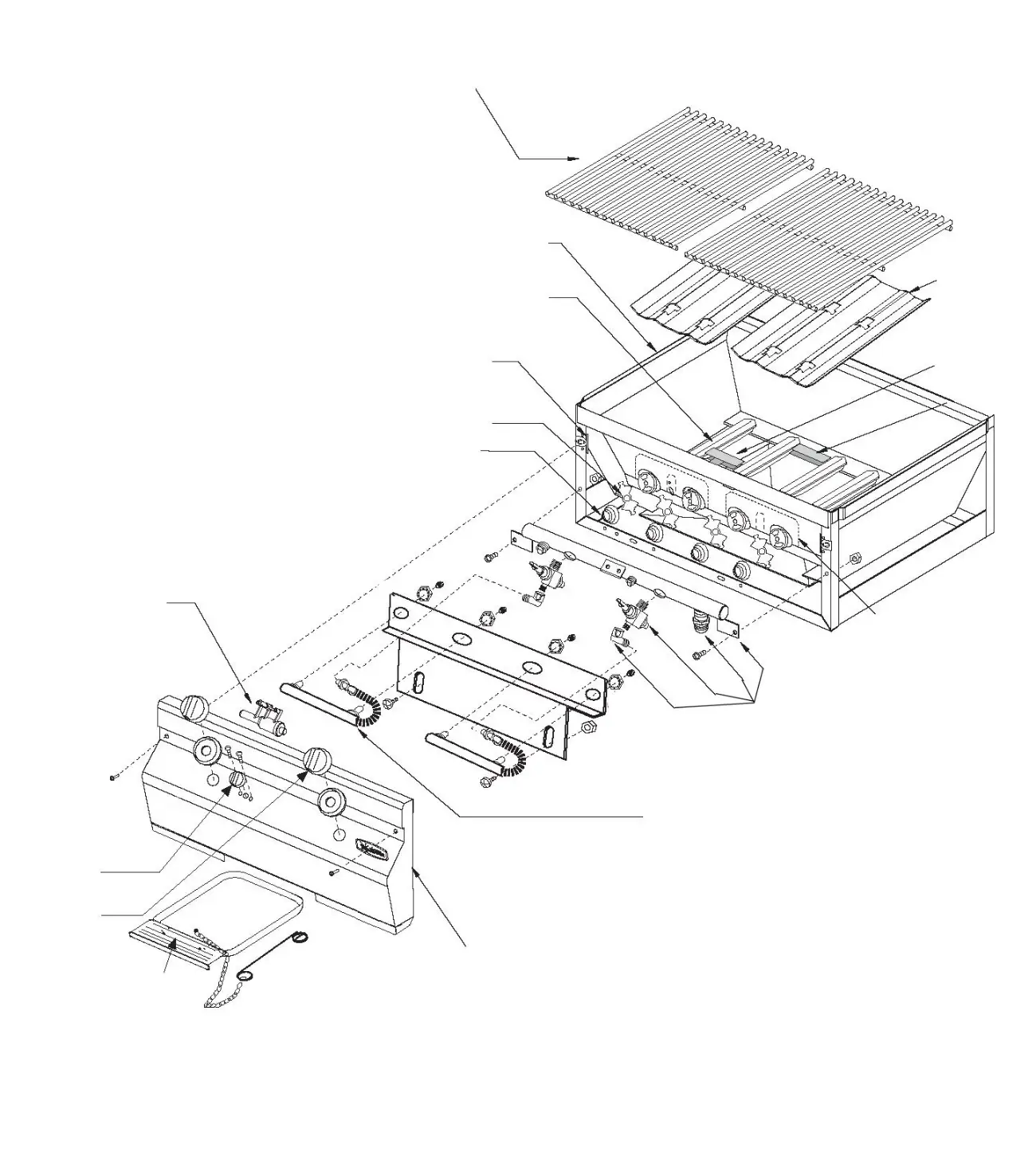 Fire Magic Custom II Gourmet exploded parts diagram showing 14 replacement parts