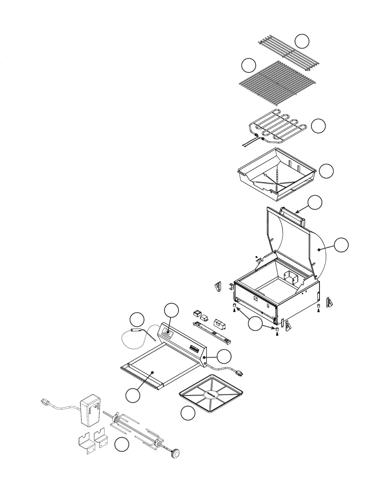 Fire Magic Electric E251t exploded parts diagram showing 12 replacement parts