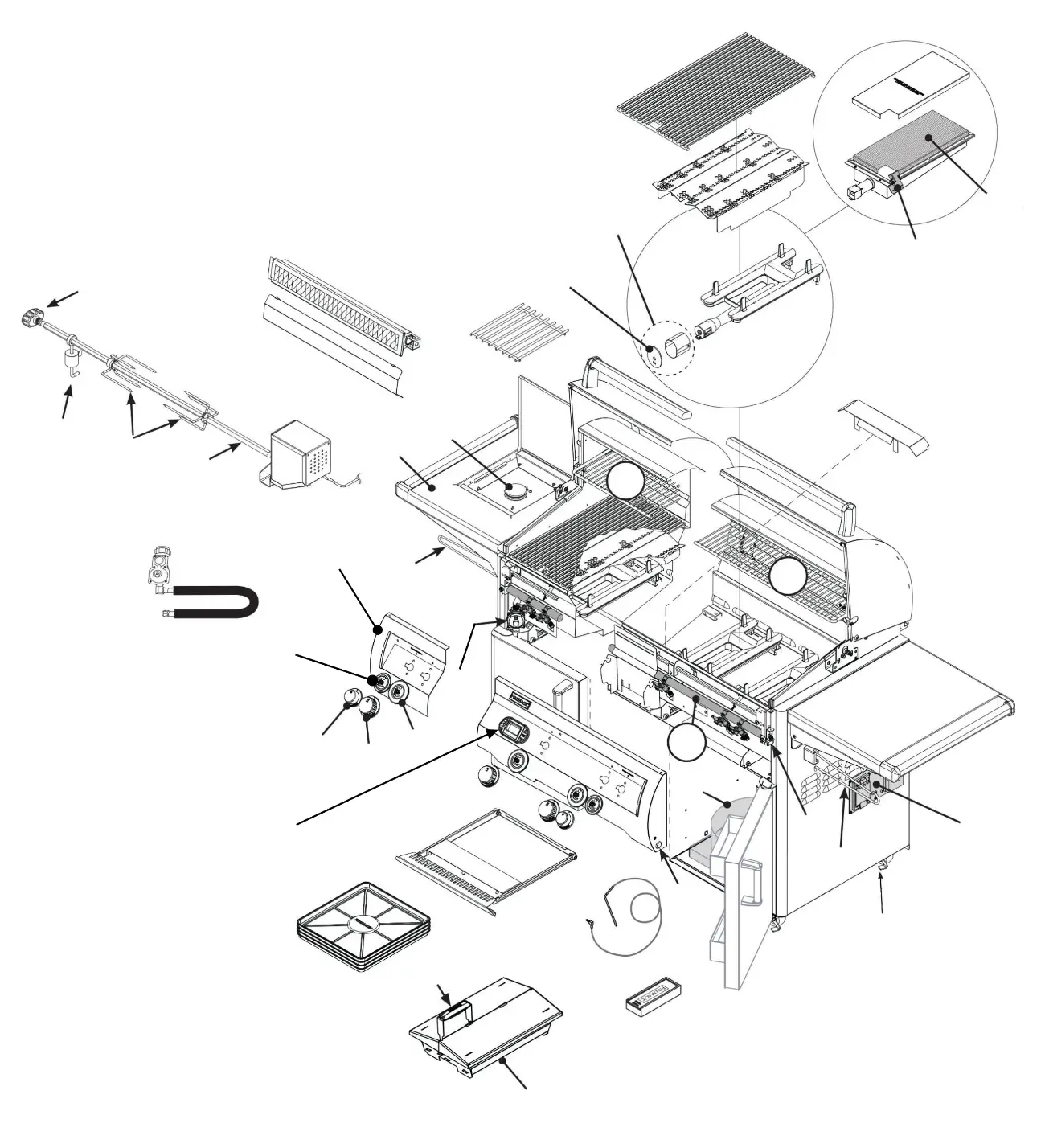 Fire Magic Echelon E660s exploded parts diagram showing 39 replacement parts