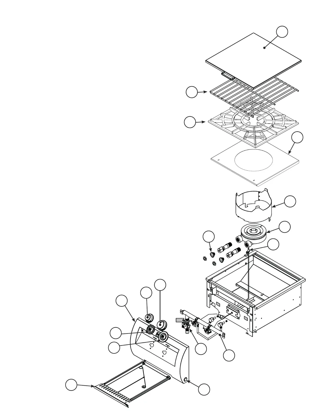 Fire Magic Echelon Power Burner exploded parts diagram showing 14 replacement parts