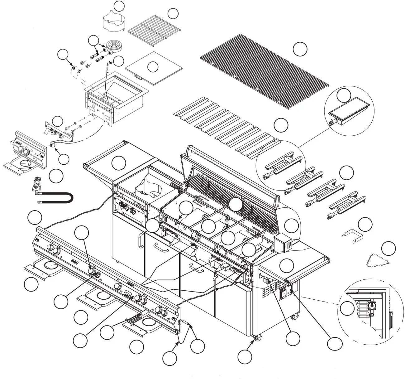Fire Magic Elite Magnum with Powerburner Series 51 exploded parts diagram showing 27 replacement parts