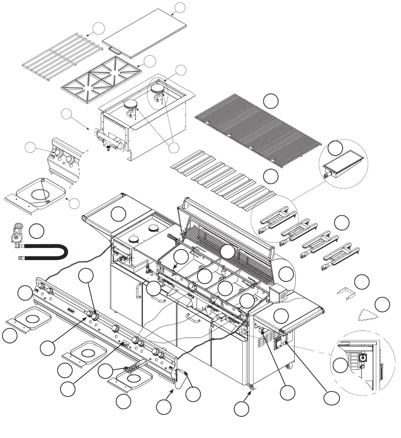 Fire Magic Elite Magnum with Double Side Burner Series 71 exploded parts diagram showing 27 replacement parts