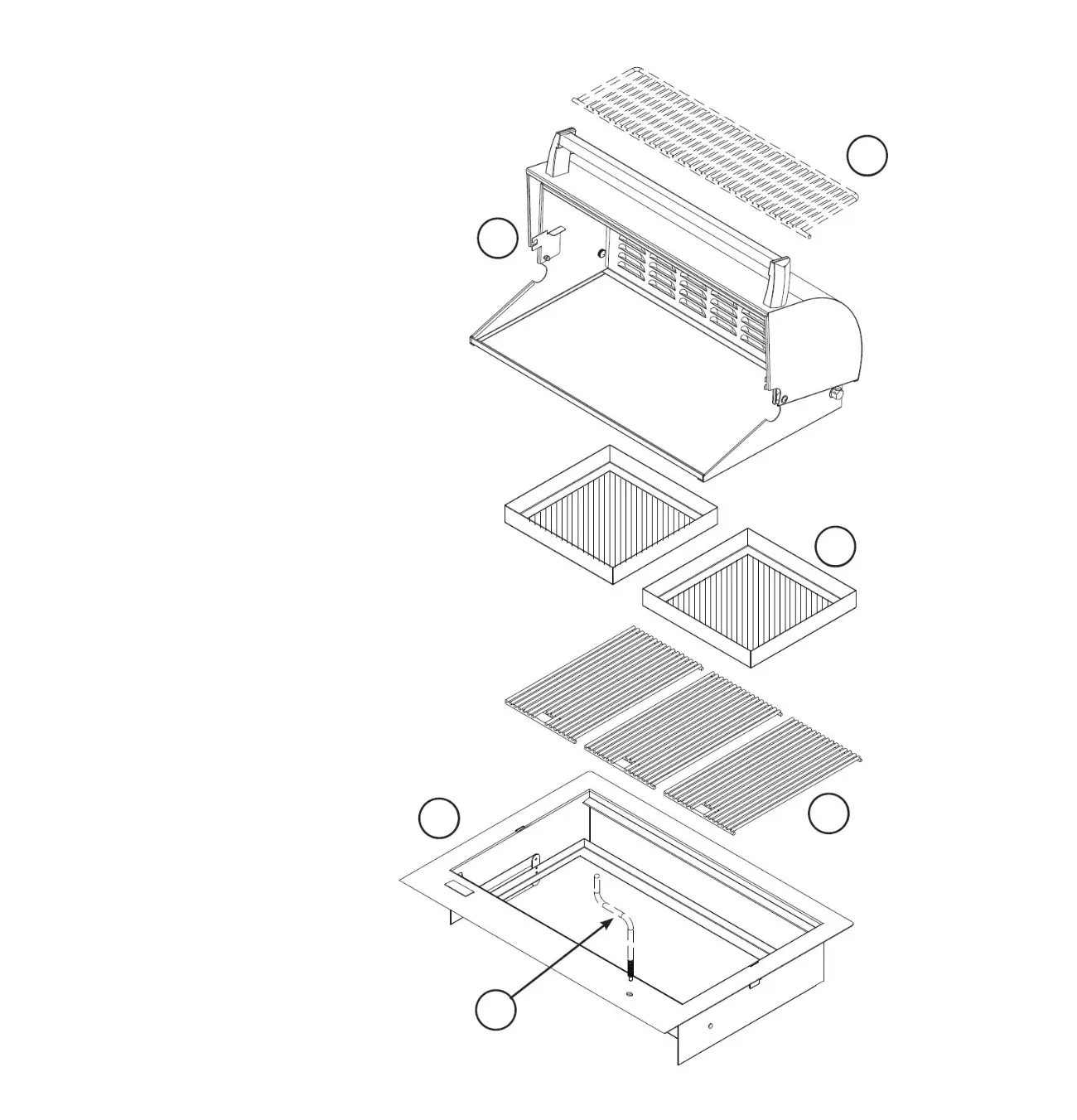 Fire Magic Firemaster 30-inch Charcoal Countertop exploded parts diagram showing 4 replacement parts