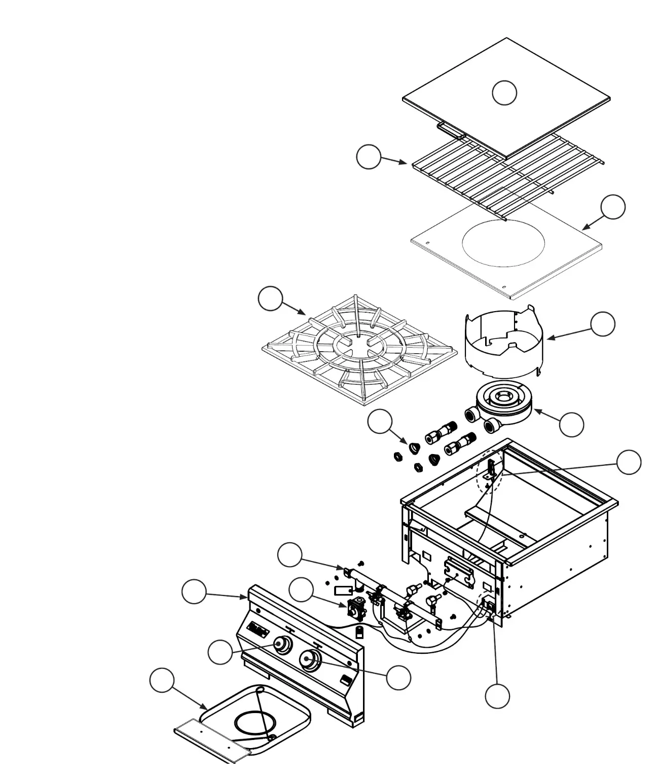 Fire Magic Gourmet Power Burner exploded parts diagram showing 13 replacement parts