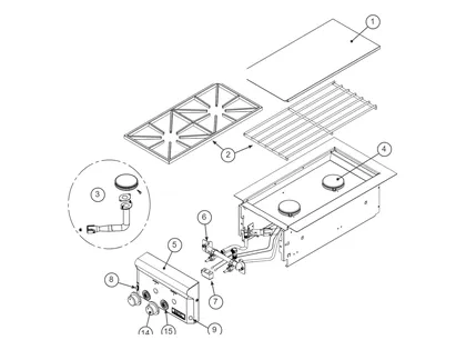 American Outdoor Grill L Series Double Side Burner 3282L parts diagram