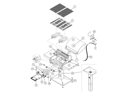 American Outdoor Grill L Series 24-inch Post Mount parts diagram