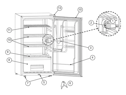 American Outdoor Grill Compact Refrigerator REF-21 parts diagram