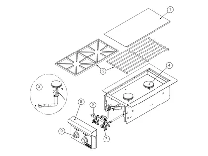 American Outdoor Grill T Series Double Side Burner 3282T parts diagram
