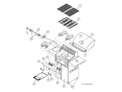 American Outdoor Grill T Series 24-inch Portable parts diagram