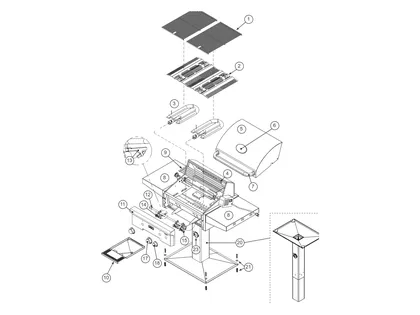 American Outdoor Grill T Series 24-inch Post Mount parts diagram