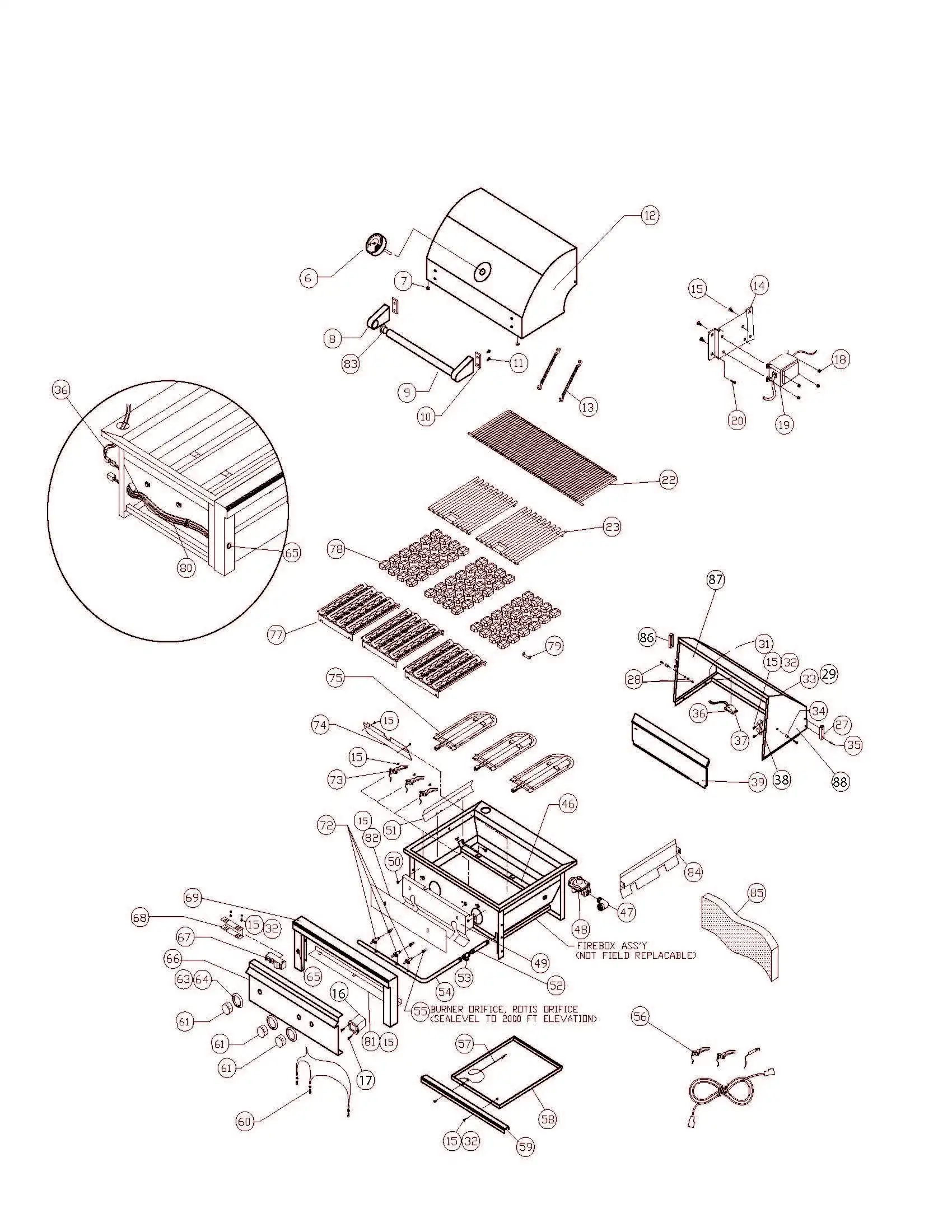 Sedona by Lynx L601 Grill parts diagram