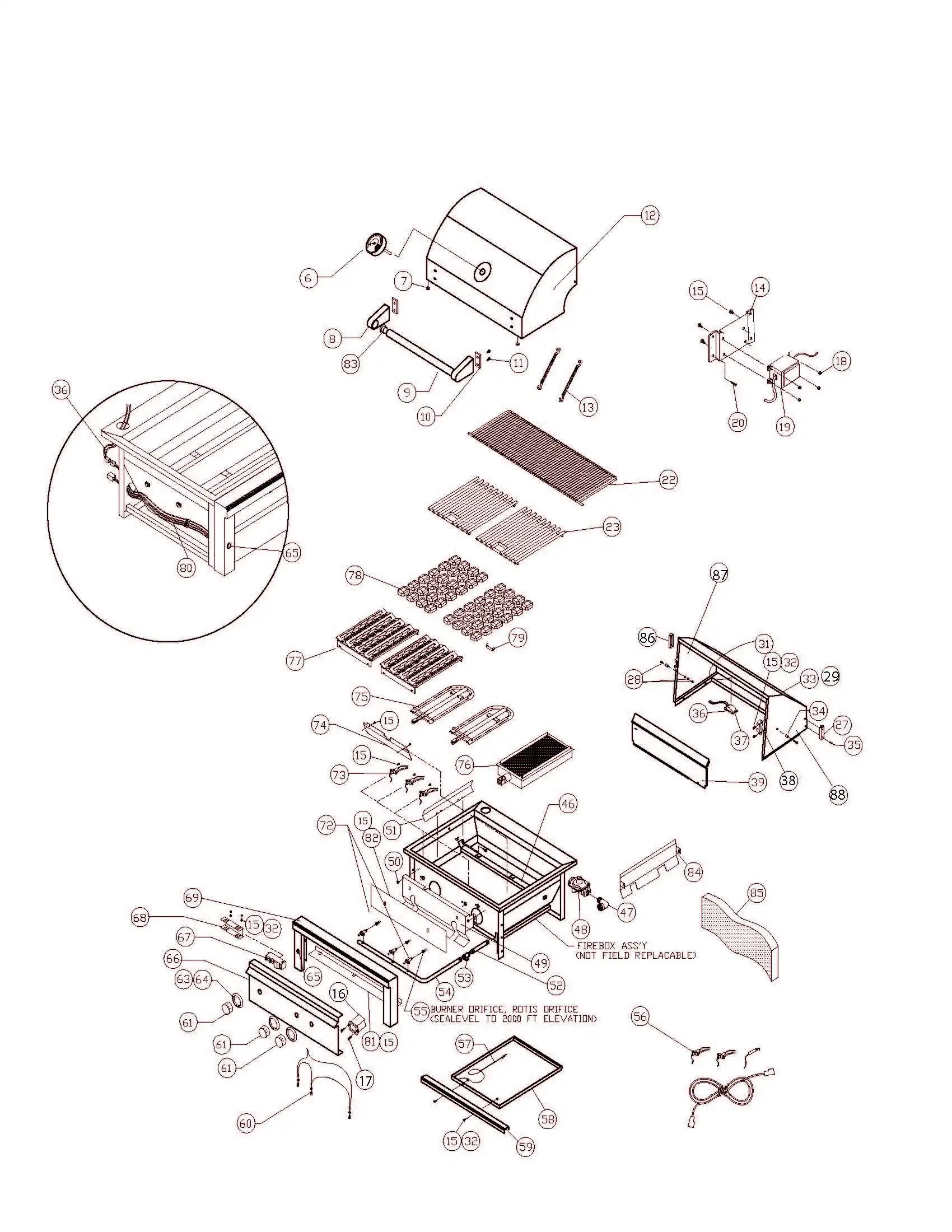 Sedona by Lynx L601PSF Grill parts diagram