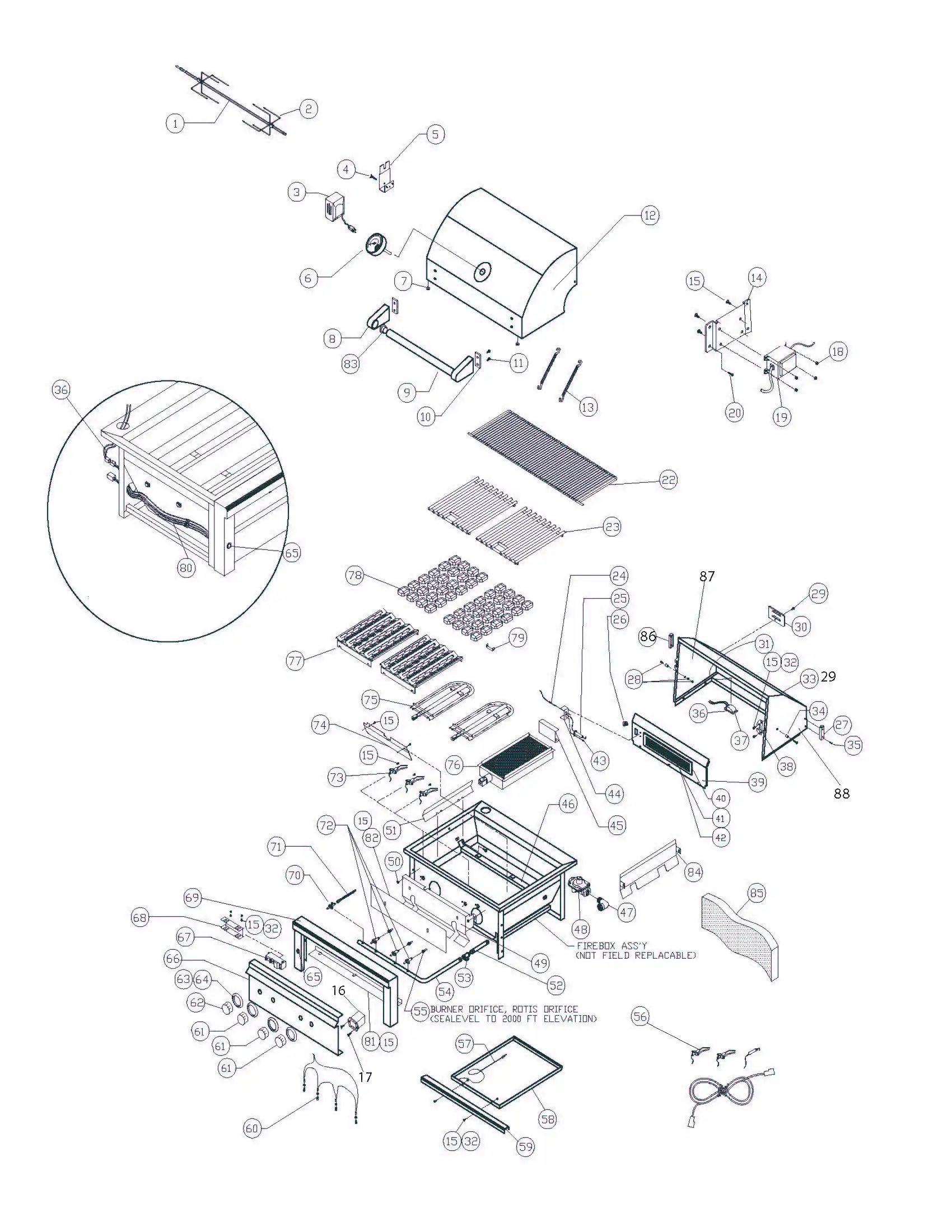 Sedona by Lynx L601PSR Grill parts diagram