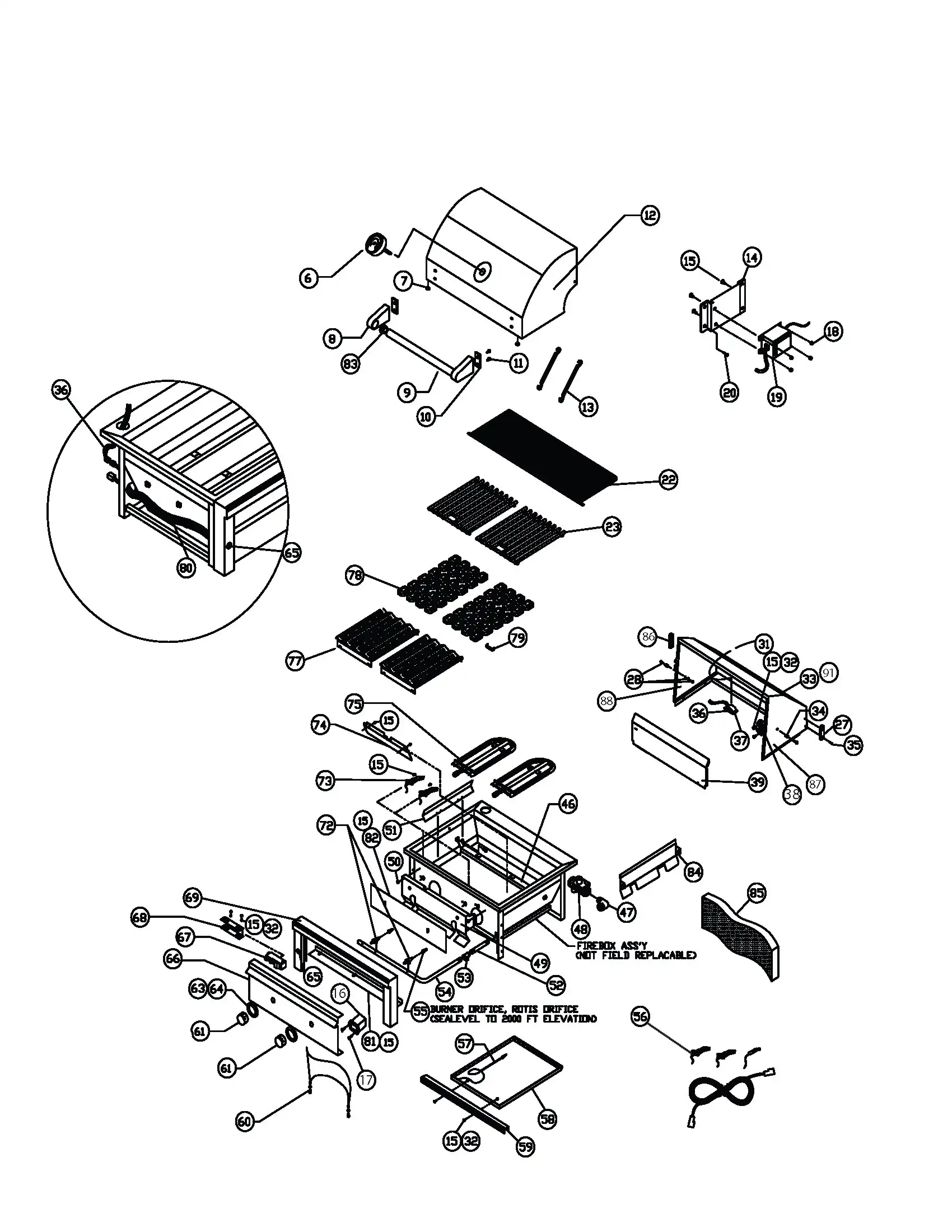 Sedona by Lynx L501 Grill parts diagram