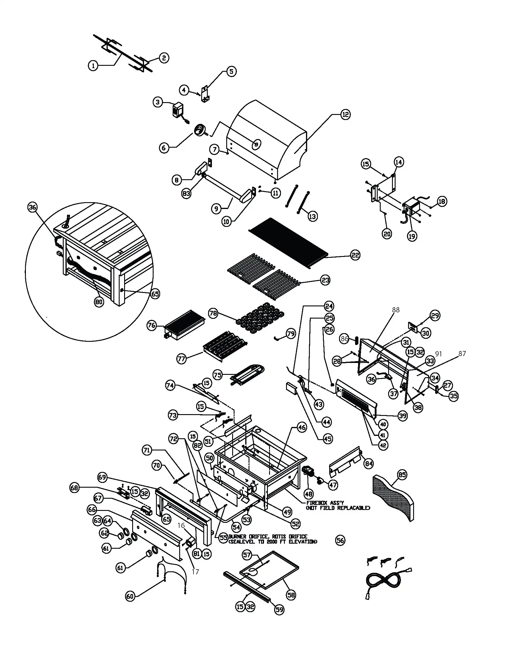 Sedona by Lynx L501PSR Grill parts diagram