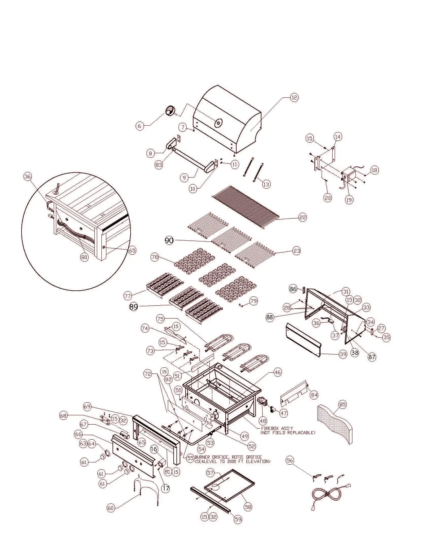Sedona by Lynx L701 Grill parts diagram