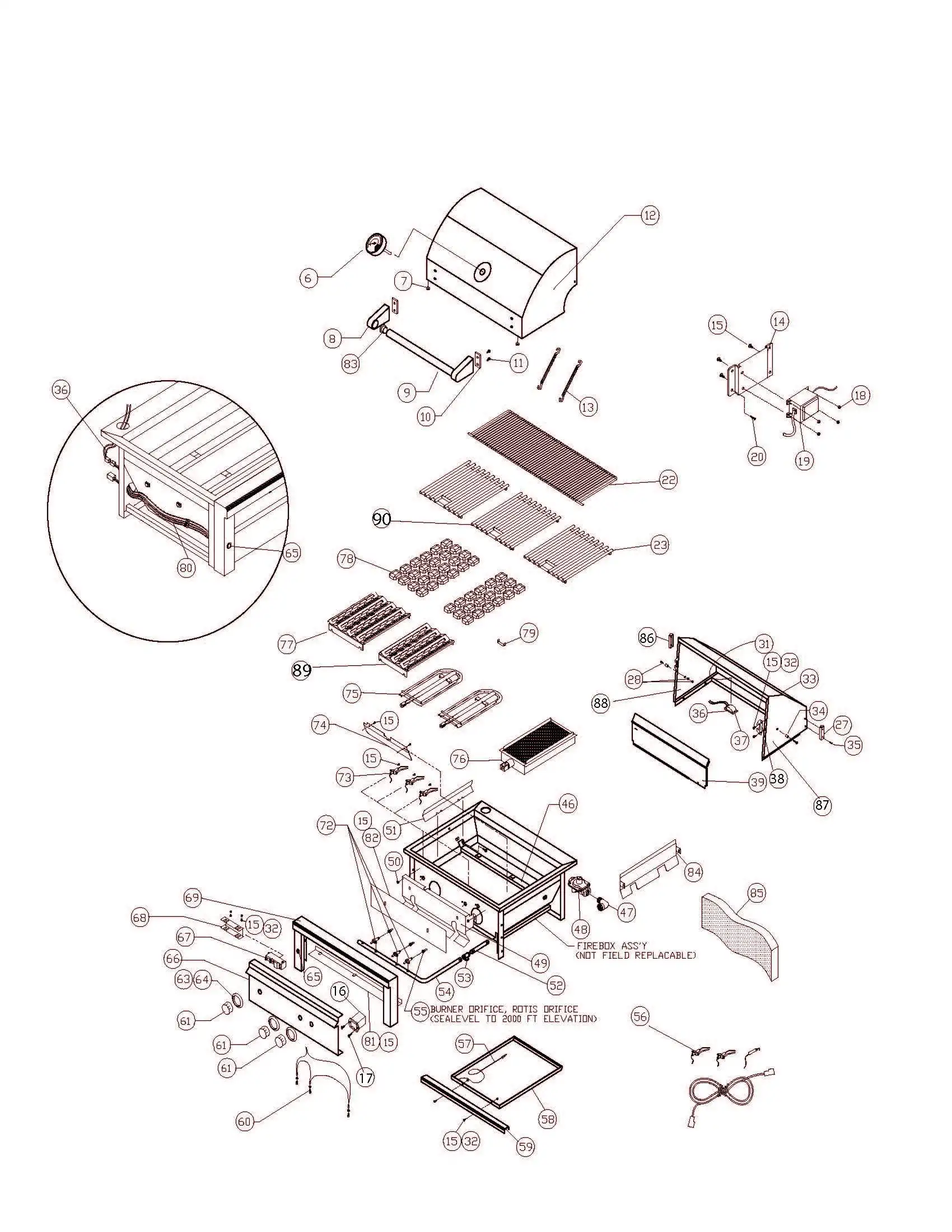 Sedona by Lynx L701PS Grill parts diagram
