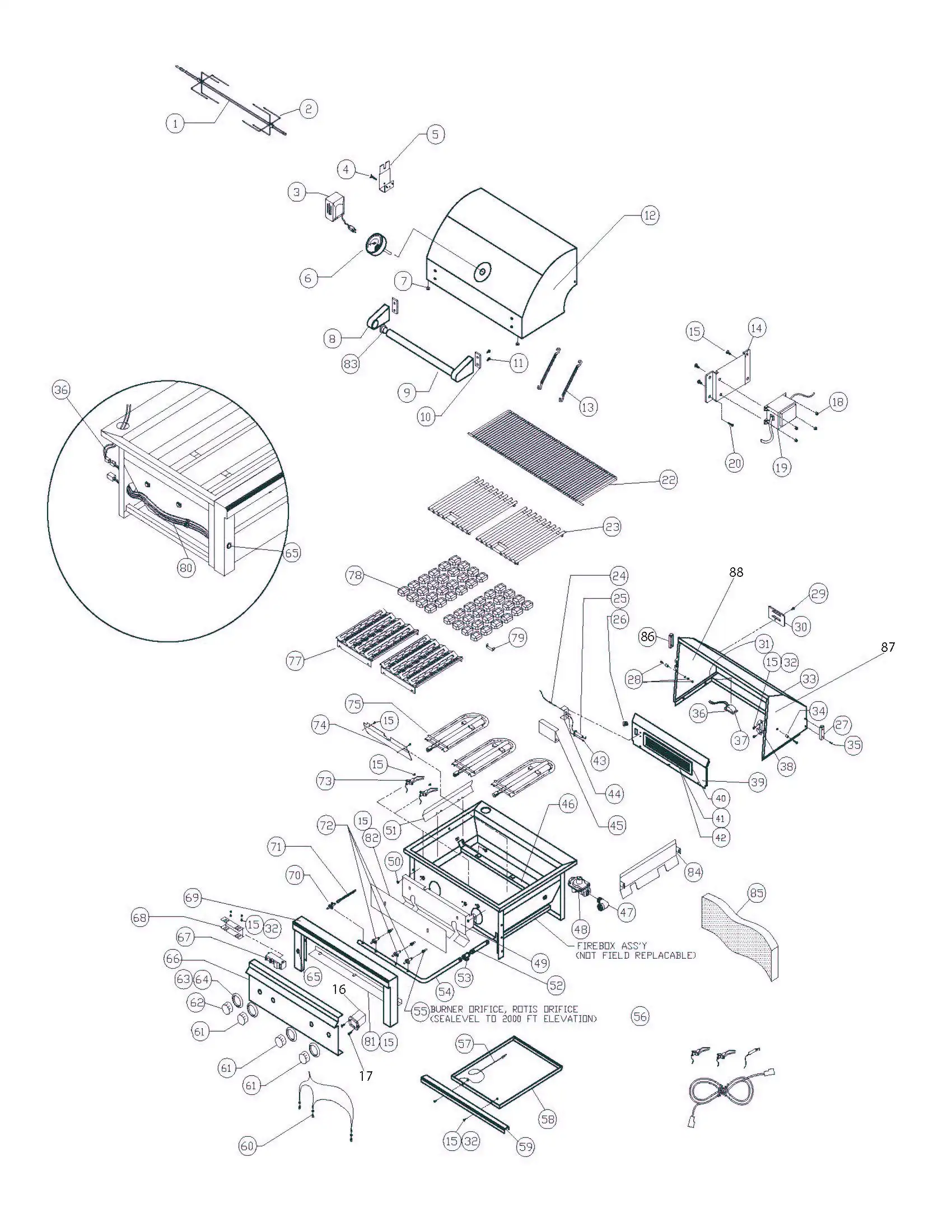 Sedona by Lynx L701R Grill parts diagram