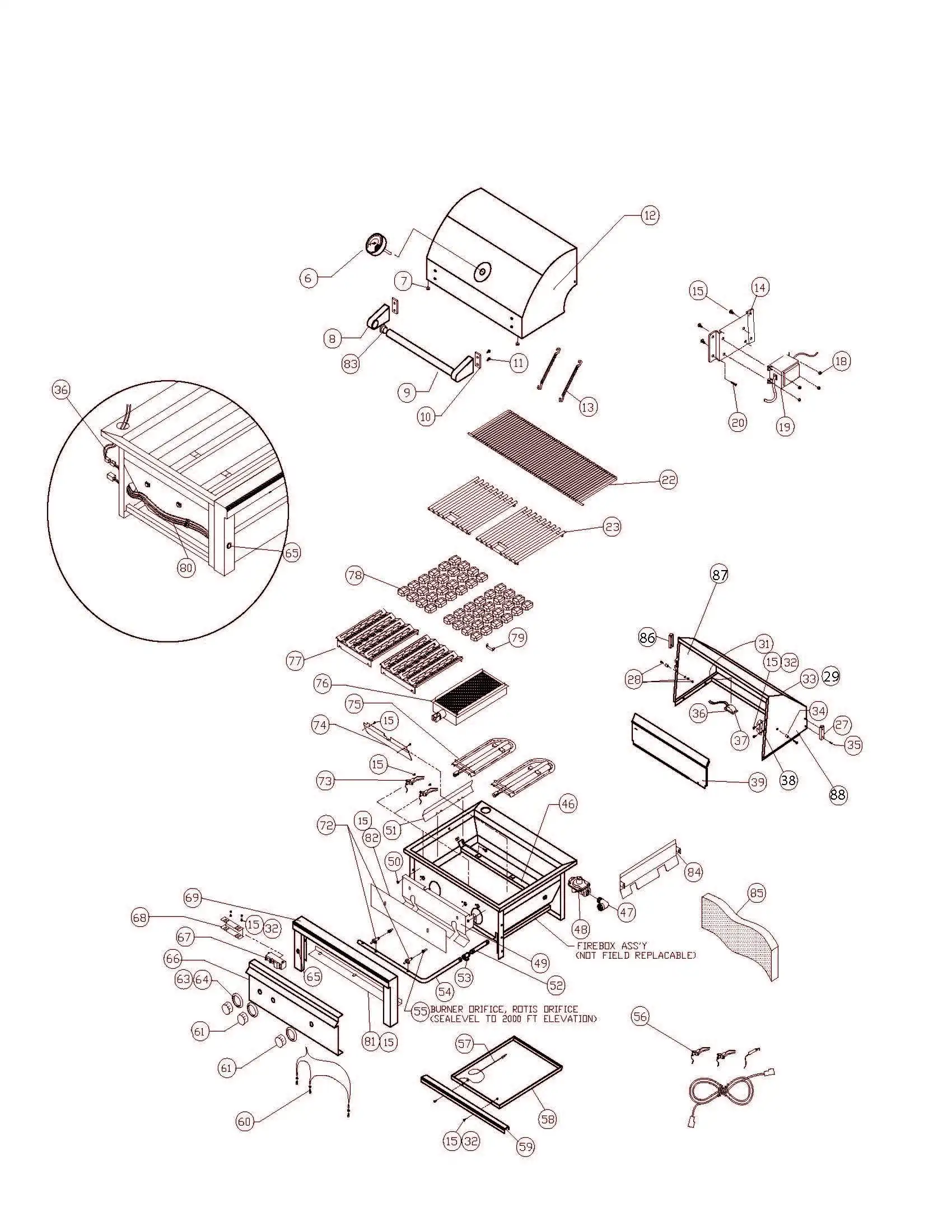 Sedona by Lynx L601ADA Grill parts diagram
