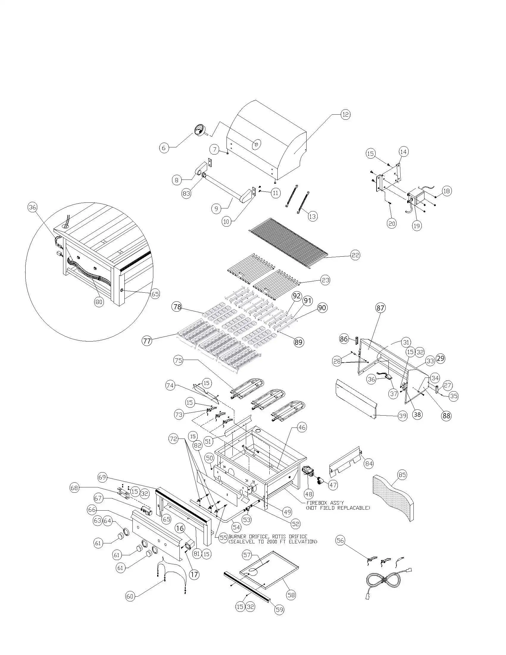 Sedona by Lynx L601-01 Grill parts diagram