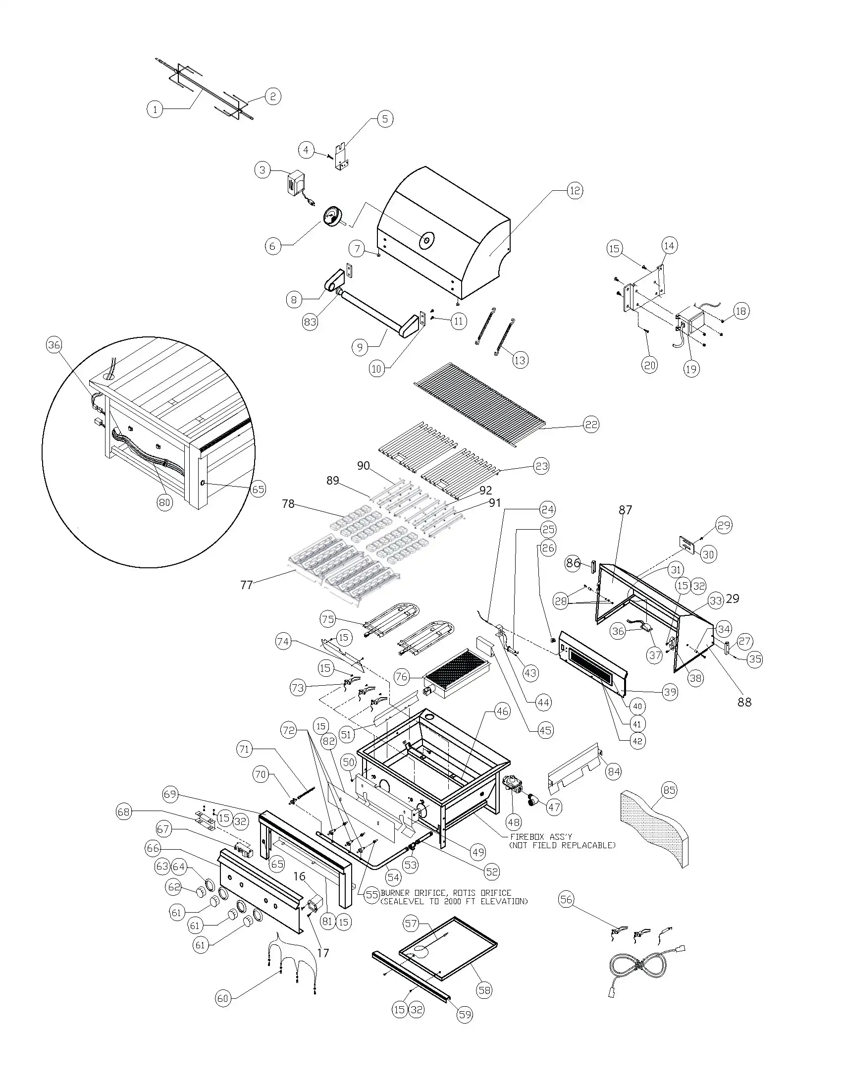 Sedona by Lynx L601PSFR-01 Grill parts diagram