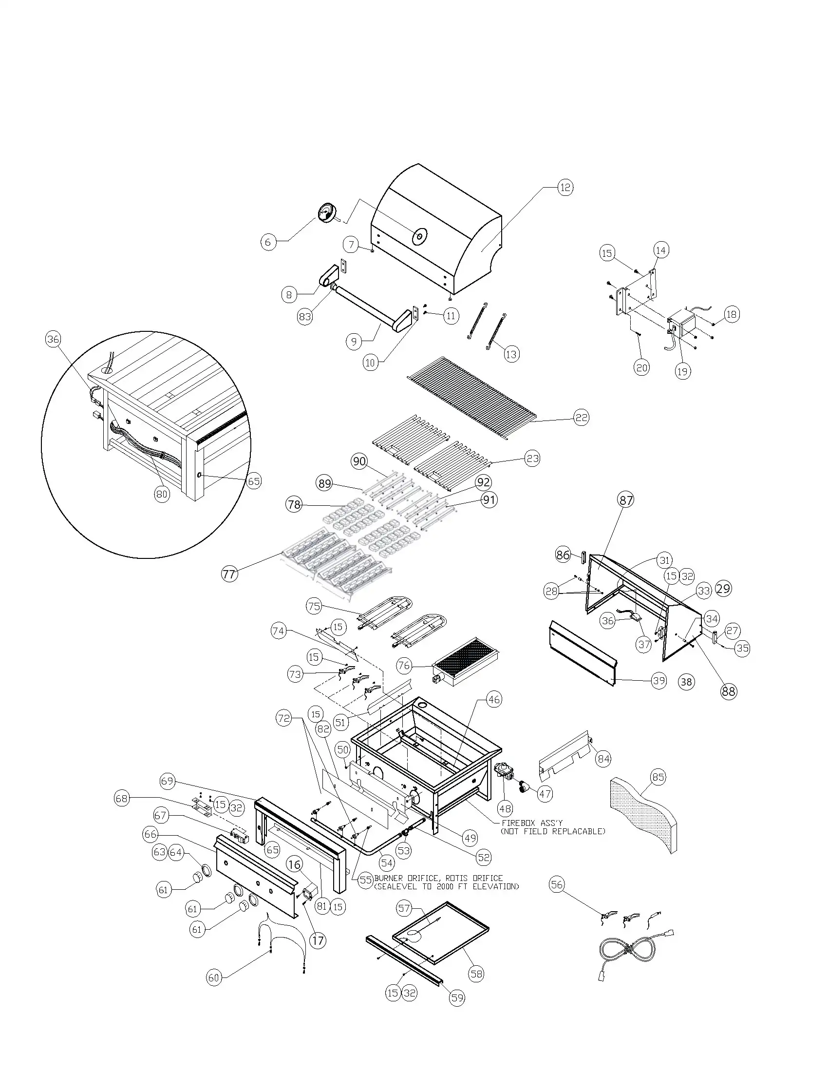 Sedona by Lynx L601ADA-01 Grill parts diagram