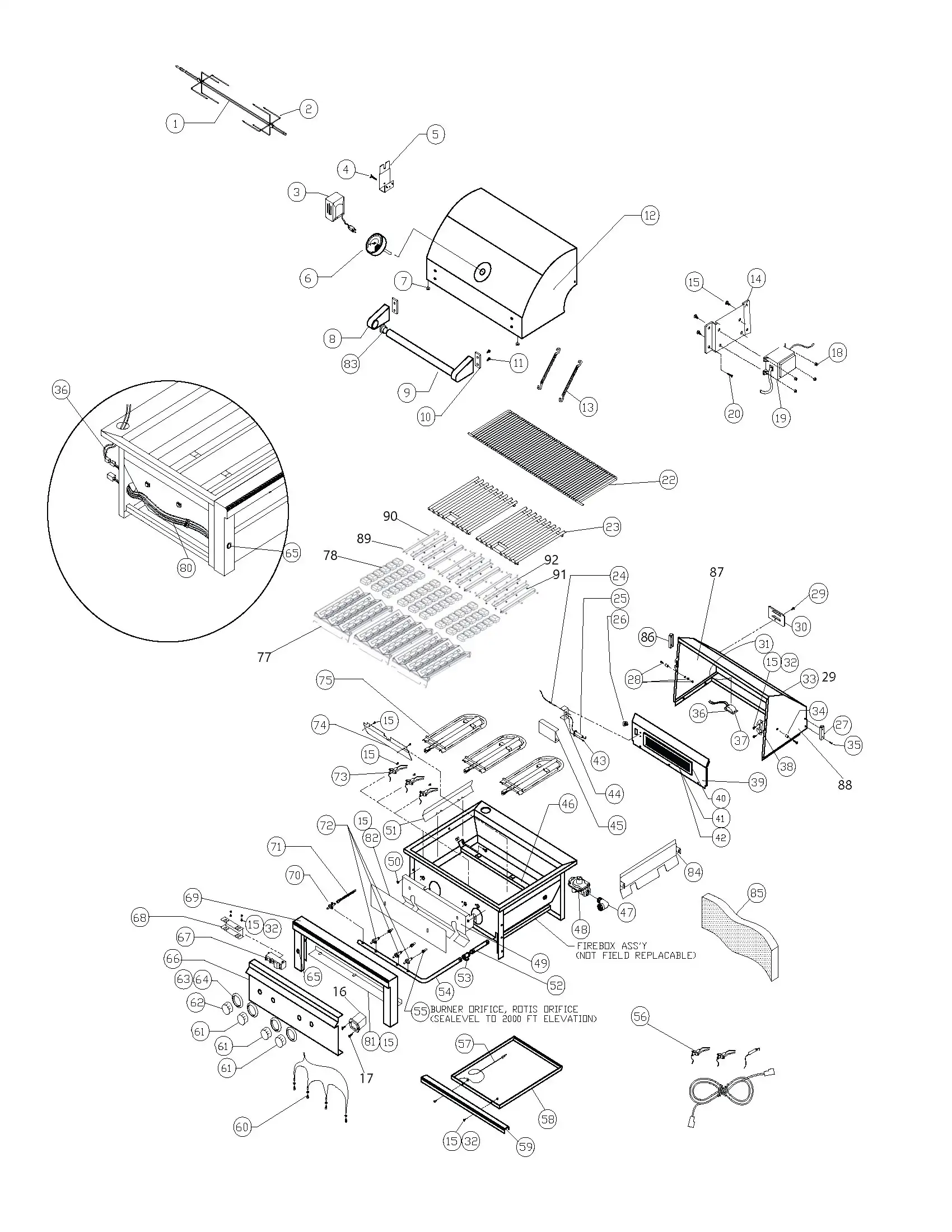 Sedona by Lynx L601R-01 Grill parts diagram