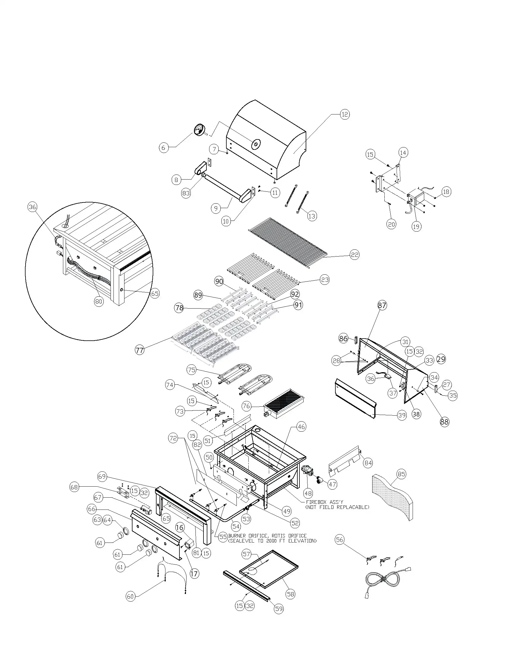 Sedona by Lynx L601PS-01 Grill parts diagram