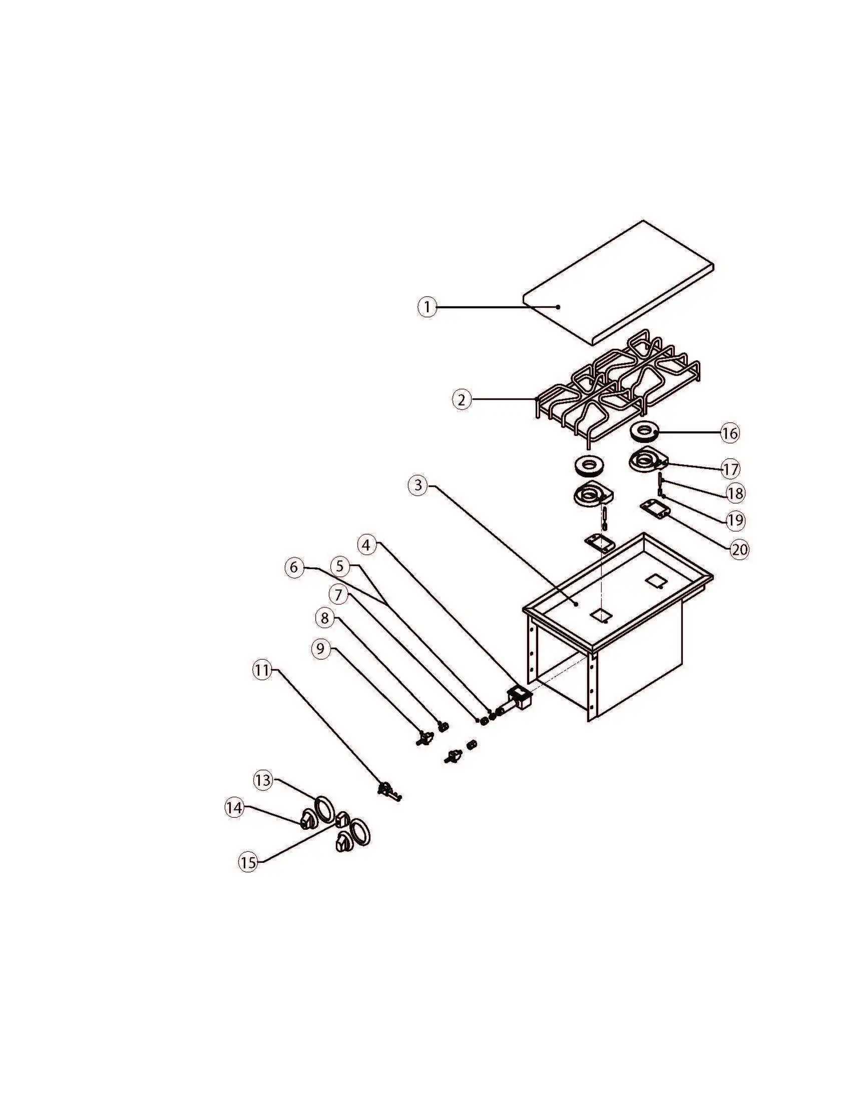 Lynx Premier LBQ48FR2B (2001 and older) Side Burner parts diagram