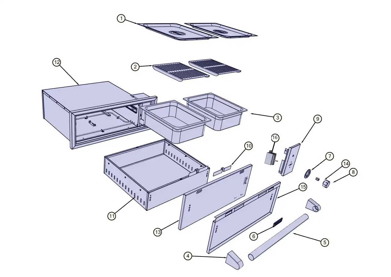Lynx Professional L30WD-1-02 Drawer View parts diagram