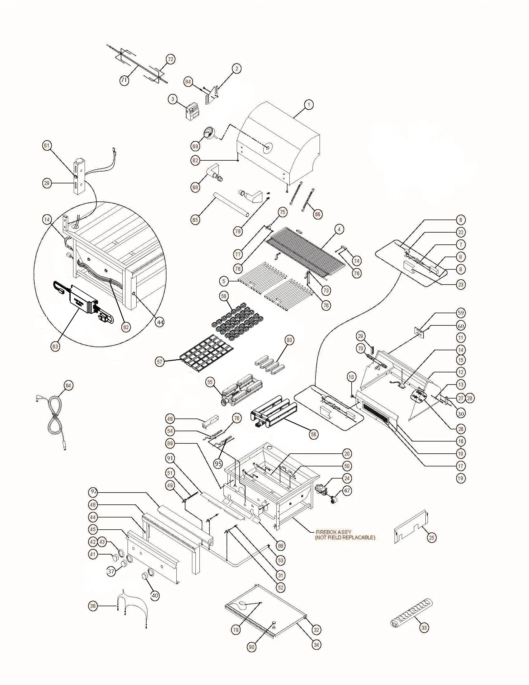 Lynx Professional L30TR-LSNG02, Limestone Grill parts diagram