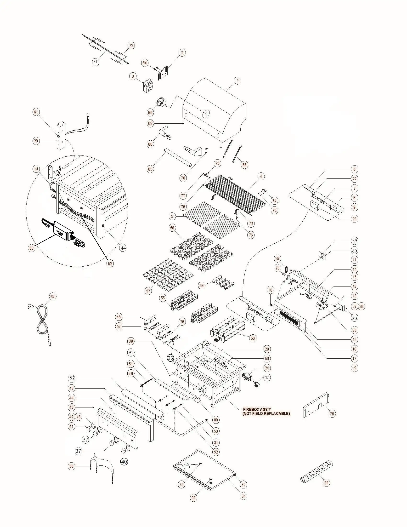 Lynx Professional L36TR-SULP02, Surf Grill parts diagram