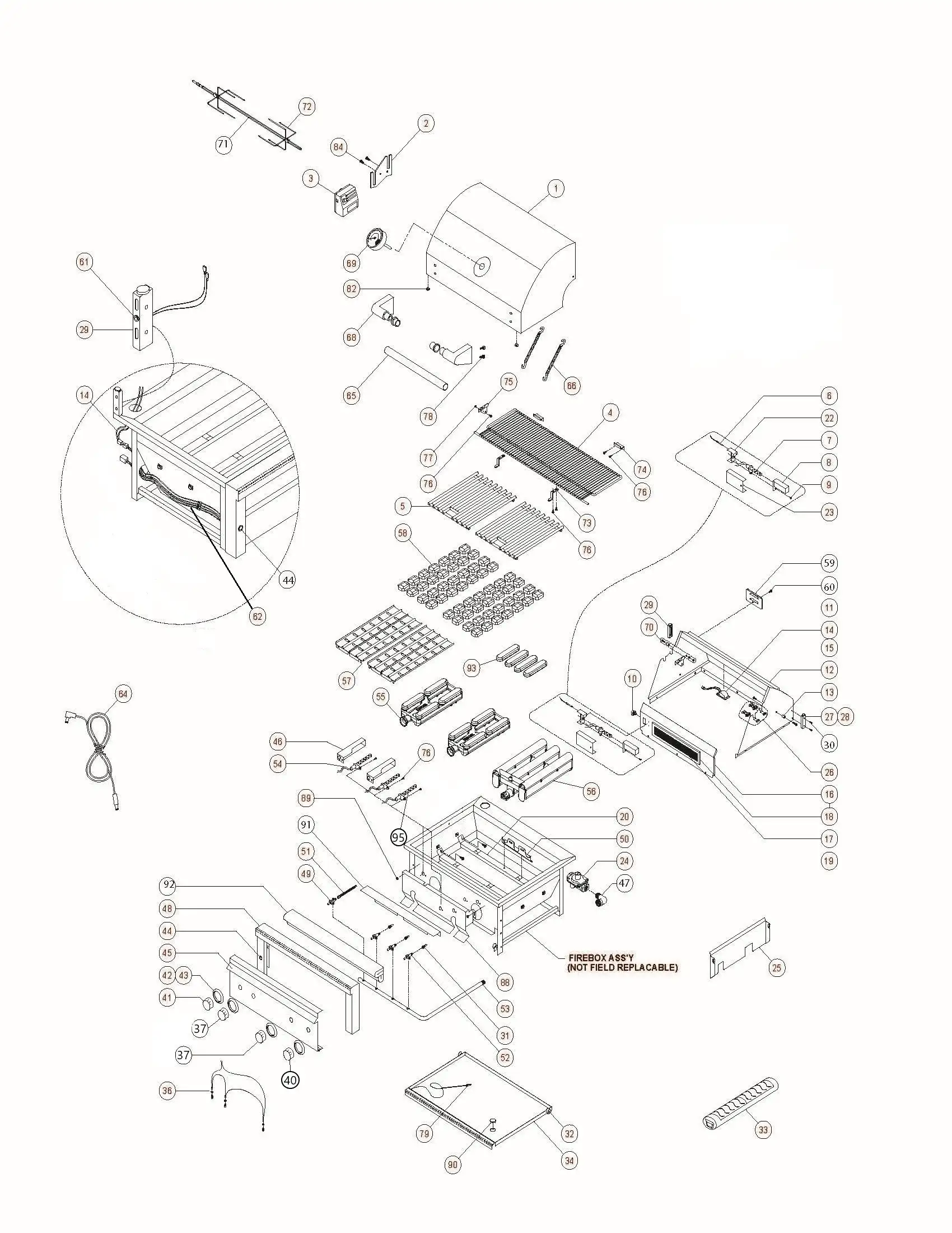 Lynx Professional L36TRF-NG03 Grill parts diagram