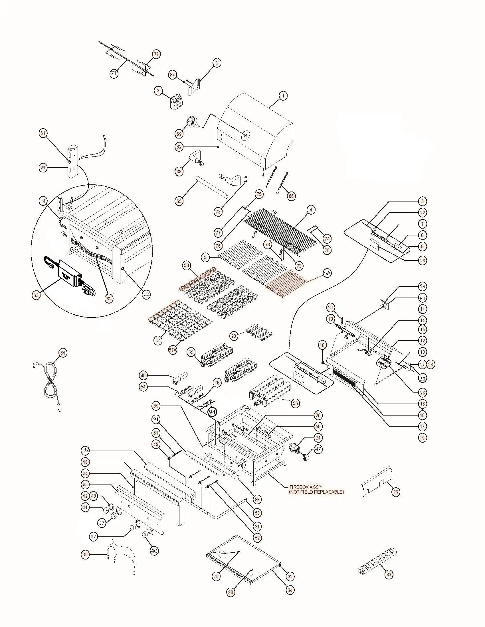 Lynx Professional L42TR-SING02, Sierra Grill parts diagram