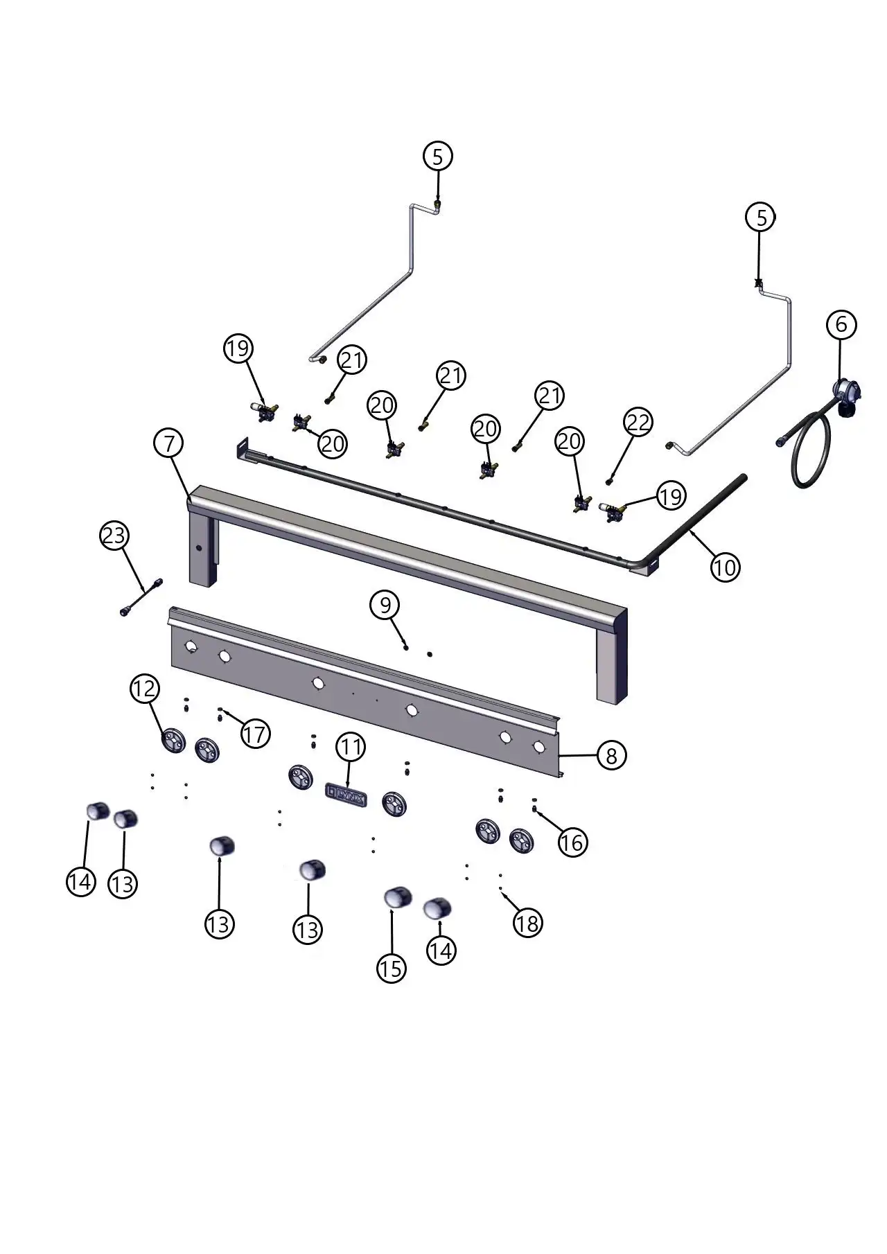 Lynx Professional L54TR-PBLP02, Pacific Blue Control Area parts diagram
