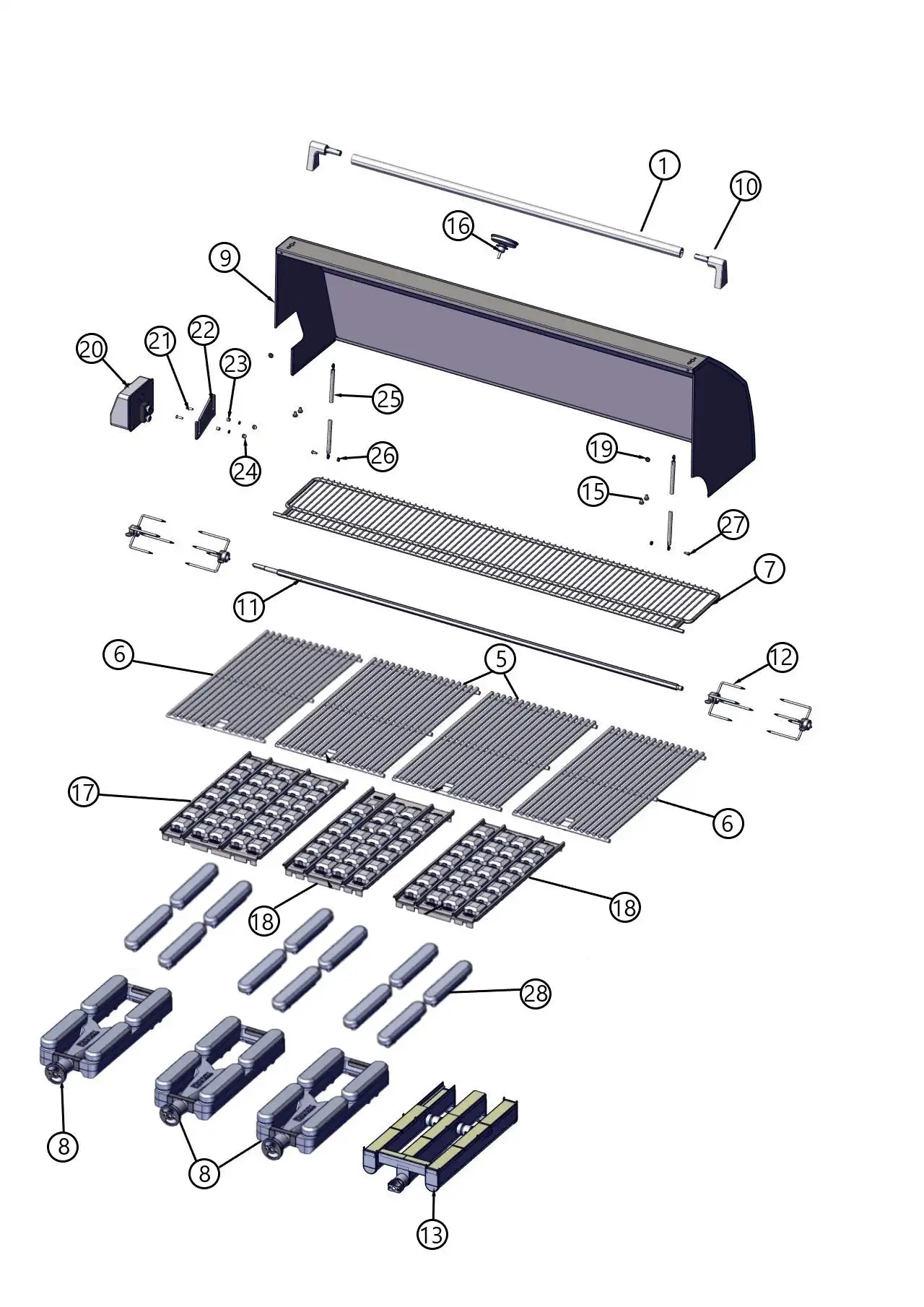 Lynx Professional L54TRF-LP03 Surface Cooking Area parts diagram