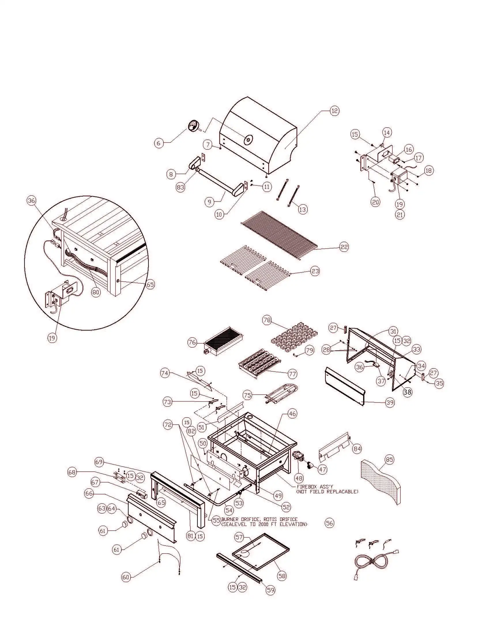 Sedona by Lynx L500PS Parts Breakdown parts diagram