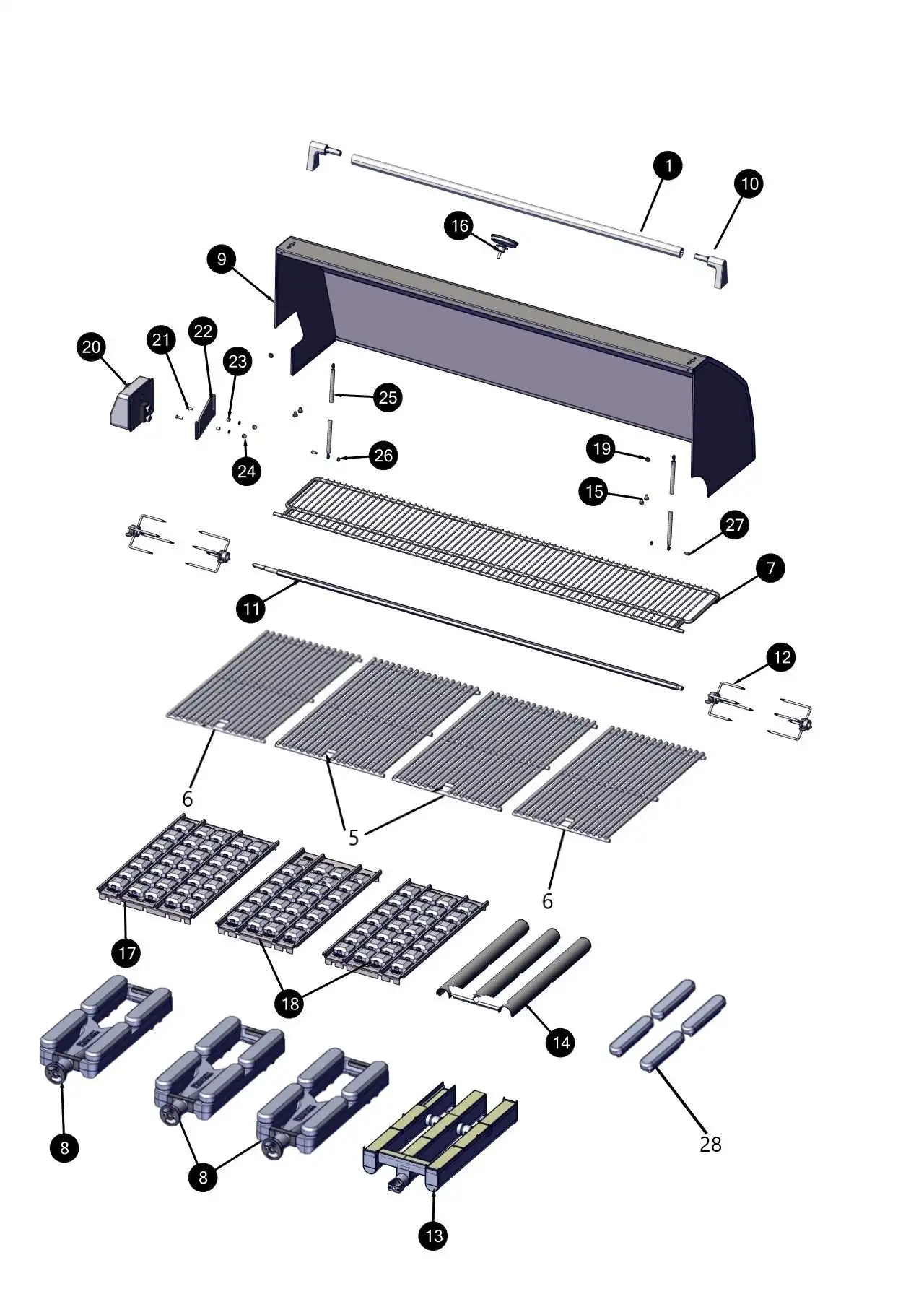 Lynx Professional L54TR Surface Cooking Area parts diagram