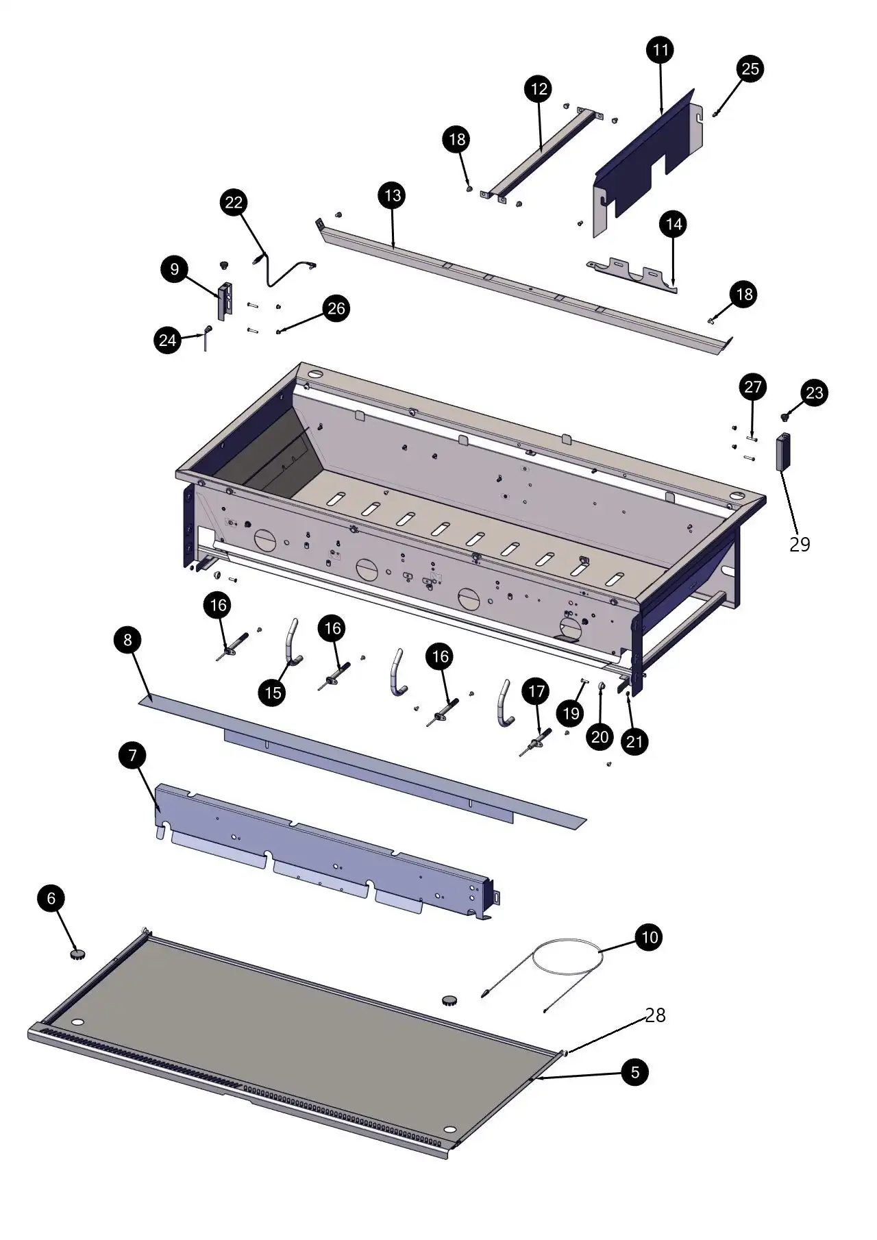 Lynx Professional L54TR Burner Box Area parts diagram