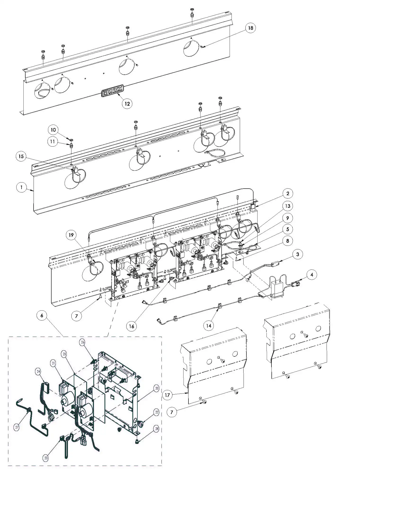 Lynx Professional LF36ATR Control Panel parts diagram