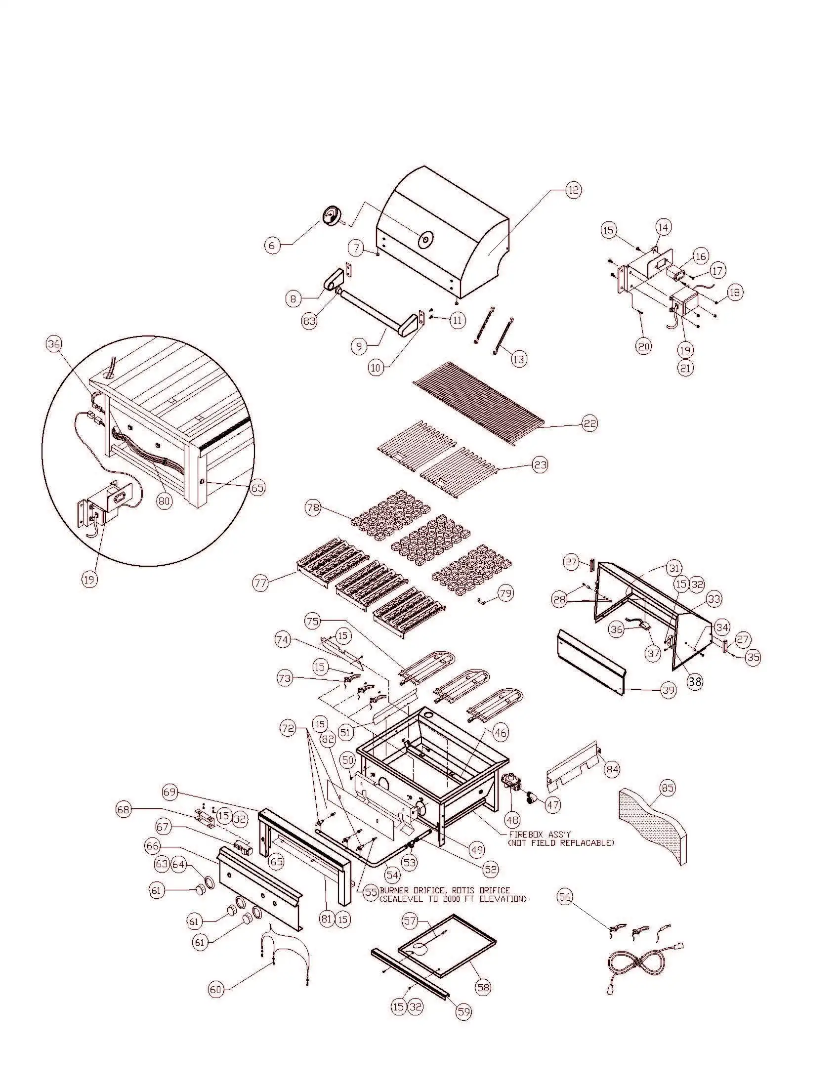 Sedona by Lynx L600 Parts Breakdown parts diagram
