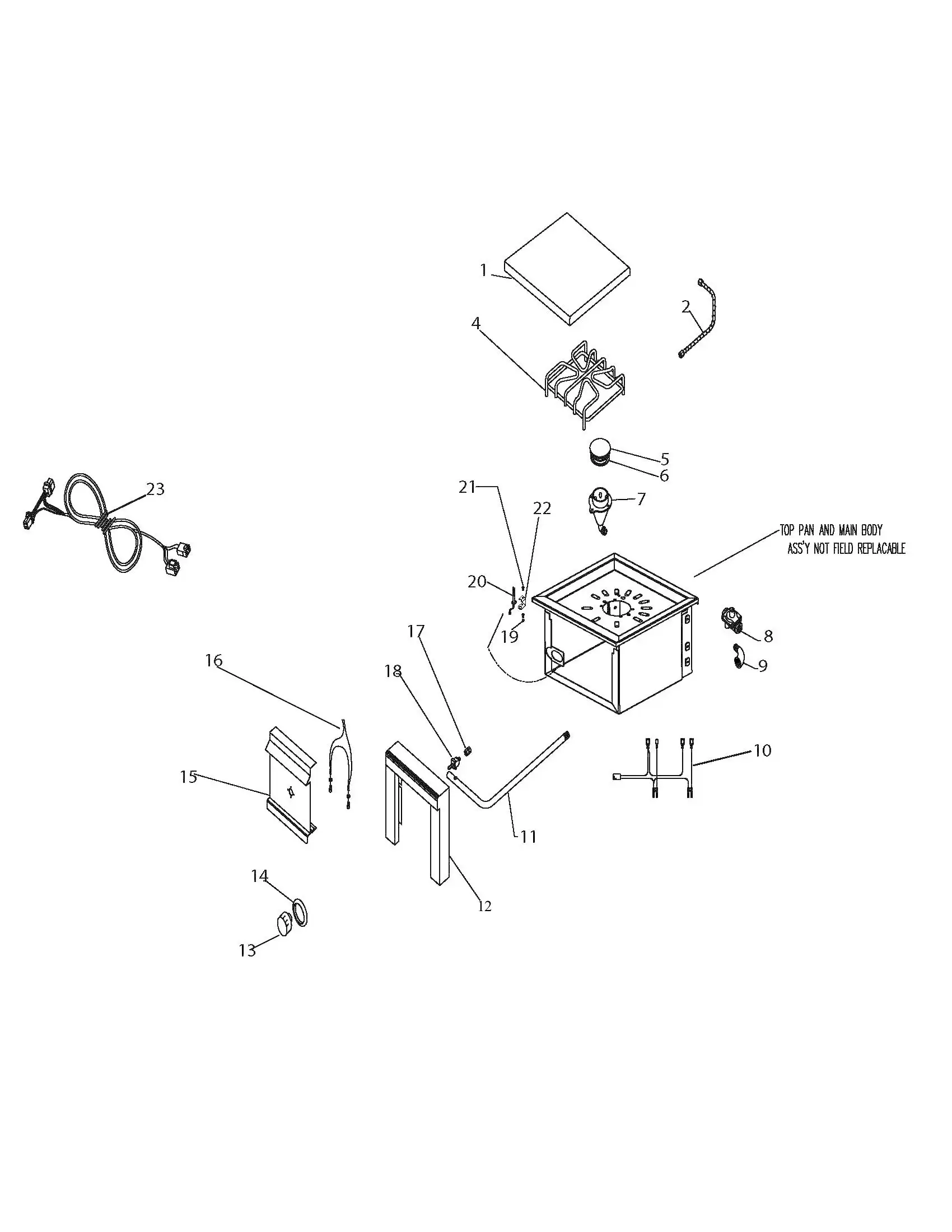 Lynx Side Burner LSB1-3 Parts Breakdown parts diagram